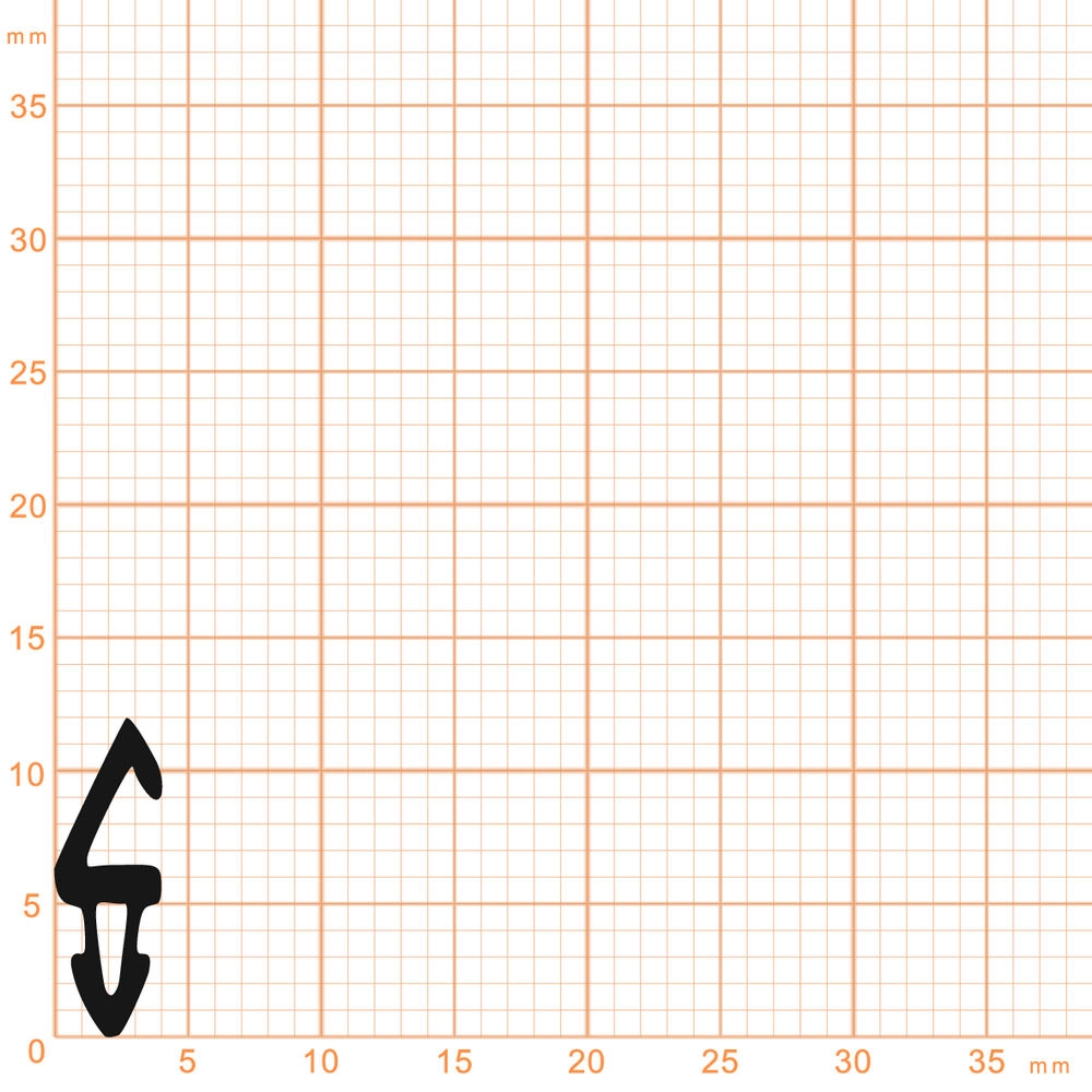 Lippendichtungen - Anschlagdichtung mit Lippe und profiliertem Fuß | 12 mm Höhe | Farbe: schwarz