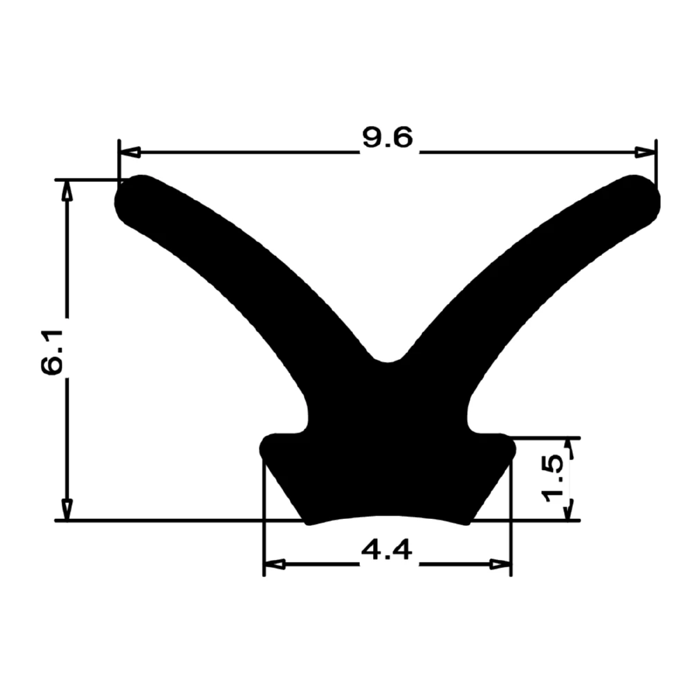 Anschlagdichtung mit Lippe und profiliertem Fuß | 7 mm Höhe | Farbe: schwarz