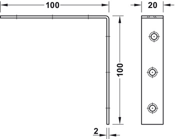 Stuhlwinkel | Maße: 100 x 100 x 20 mm | Dicke: 2 mm