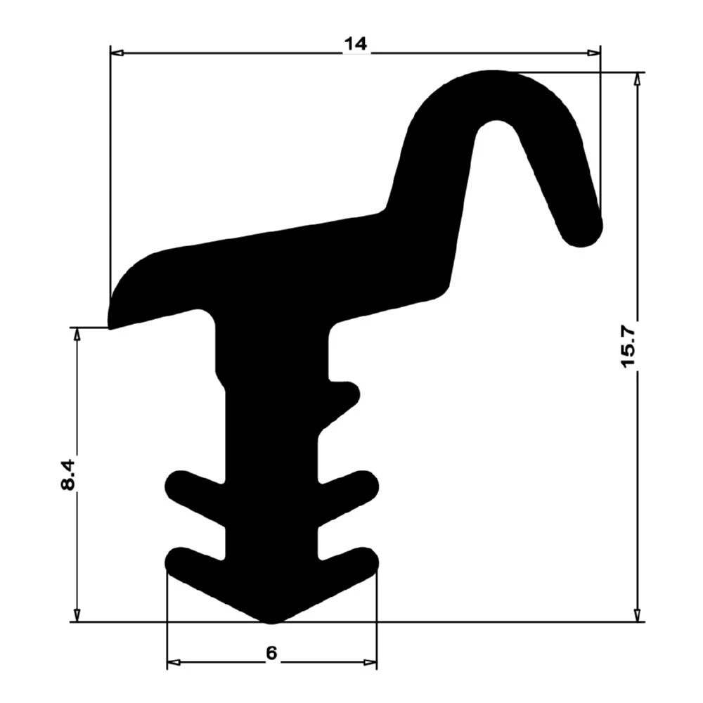 Feuerschutzdichtung für RP Stahl Profile | 15,5 mm Höhe | Farbe: schwarz