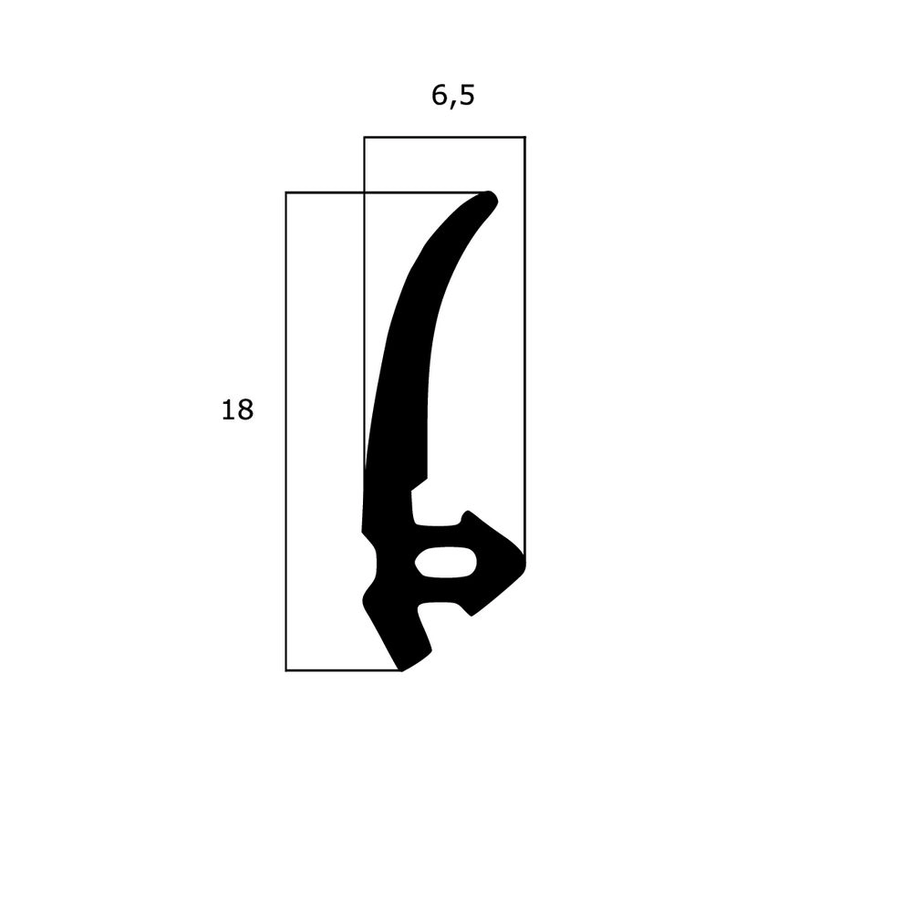 Türrahmen Dichtung - Anschlagdichtung für seitlichen Anschlag | 18 mm Höhe | Farbe: schwarz 