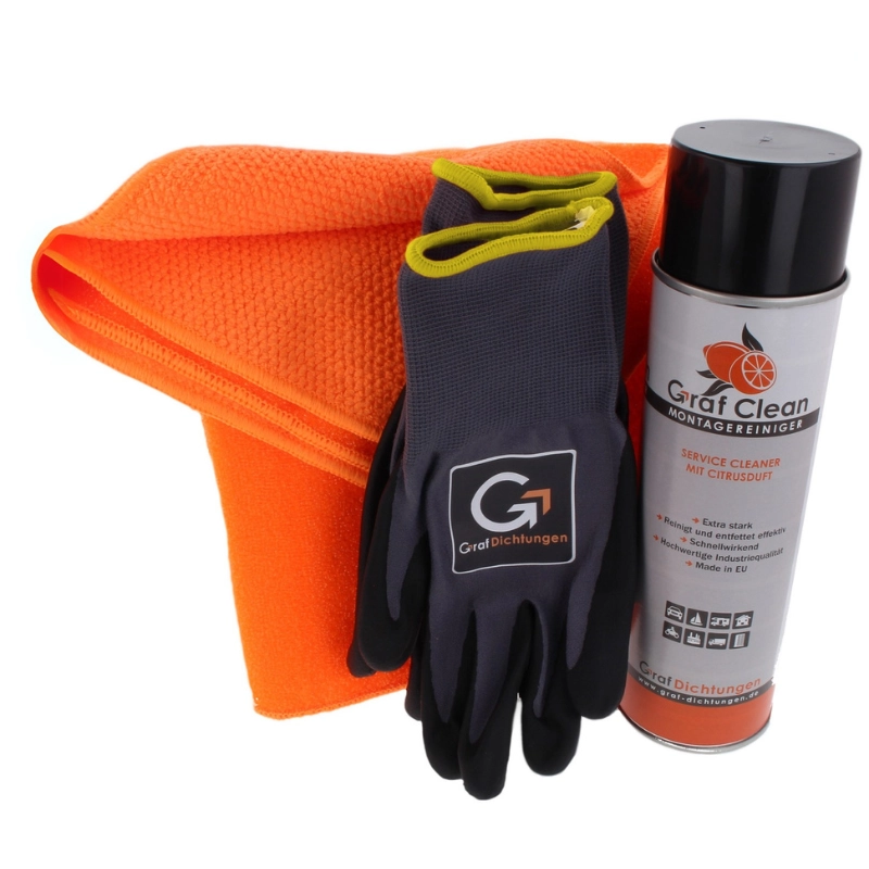 Profi-Reinigungsset | mit Mikrofasertuch (x2), Reinigerspray & Handschuhen 9/L