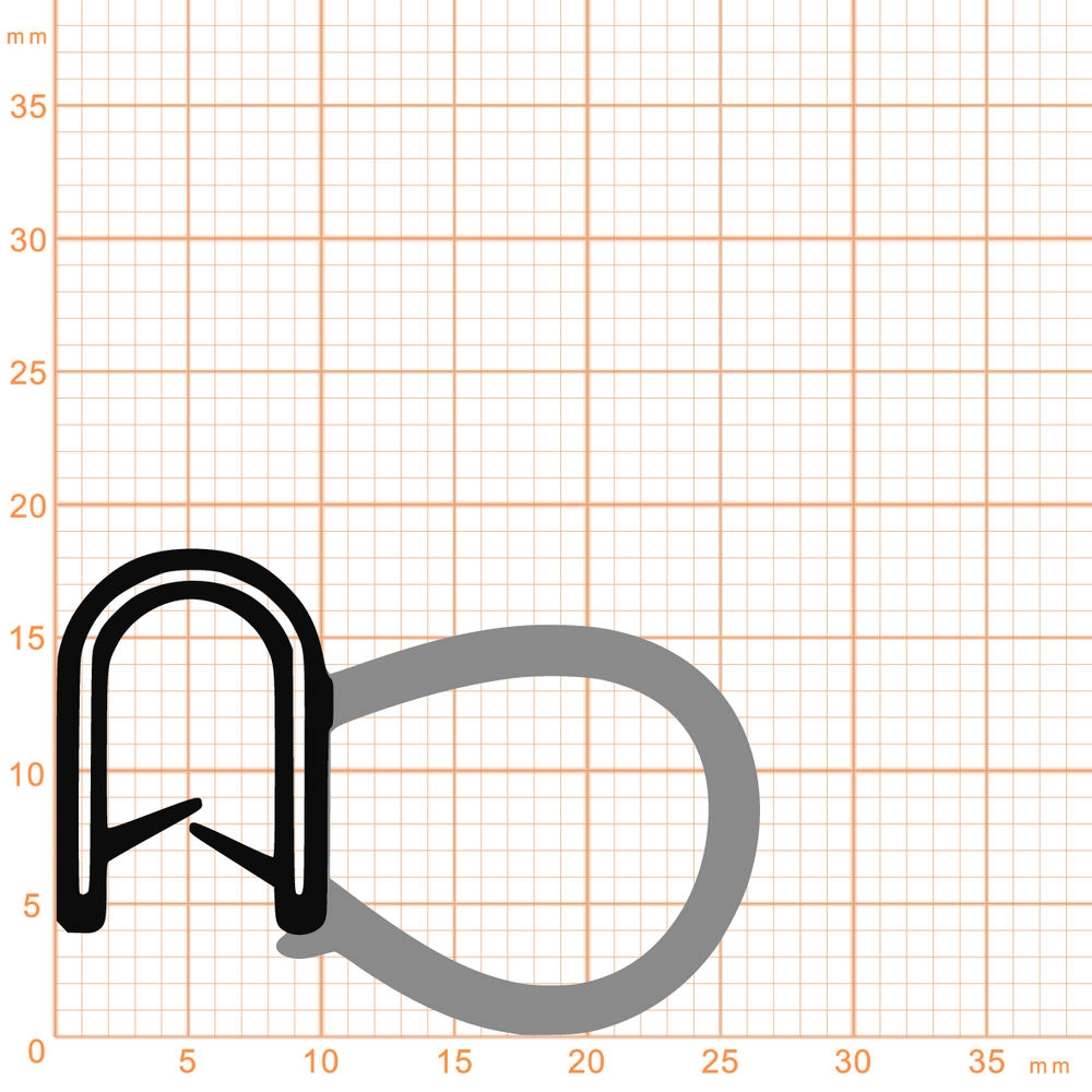 Kantenschutz Dichtprofile - Kantenschutzprofil | Klemmbereich: 1-3,5 mm | Farbe: schwarz