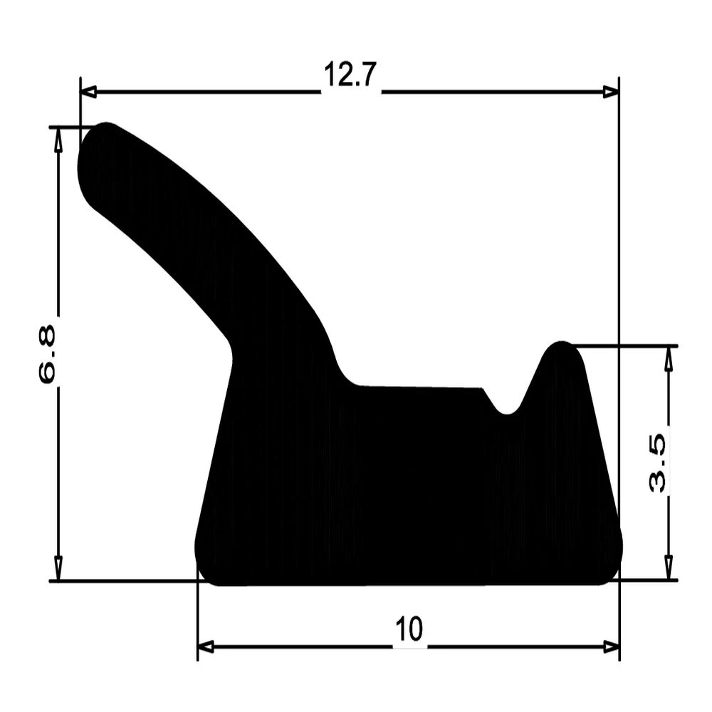 Anschlagdichtung mit Lippe und glattem Fuß | 7 mm Höhe | Farbe: schwarz