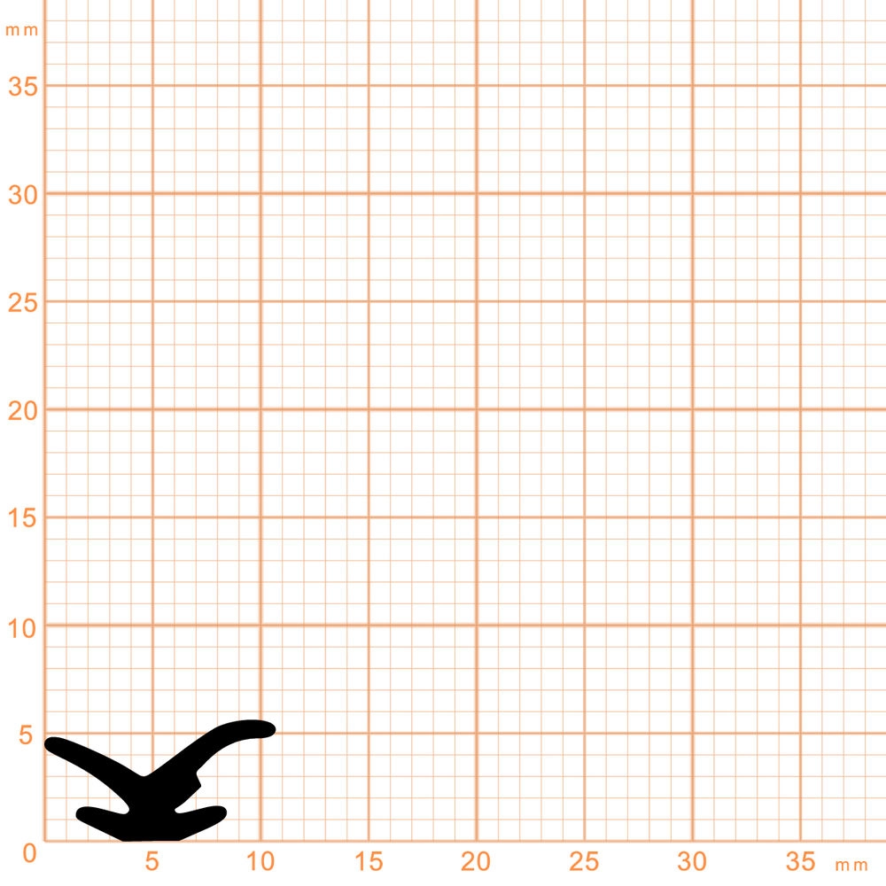 Lippendichtungen - Anschlagdichtung mit Lippe und profiliertem Fuß | 6 mm Höhe | Farbe: schwarz
