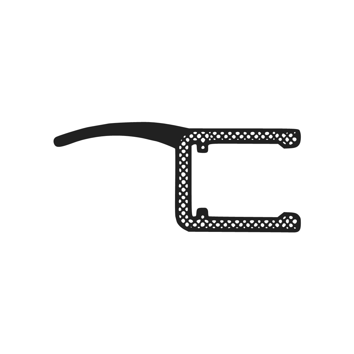 Senkrecht - Dusch-Mitteldichtprofil mit gebogener Lippe | 6 - 8 mm Glasstärke | Farbe: transparent