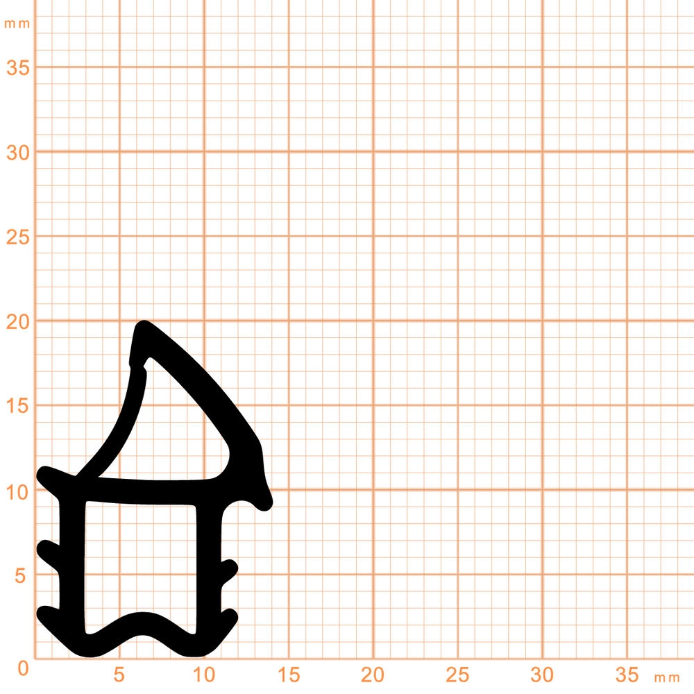 Türrahmen Dichtung - Stahlzargendichtung für Stahlzargen | 20 mm Höhe | Farbe: schwarz