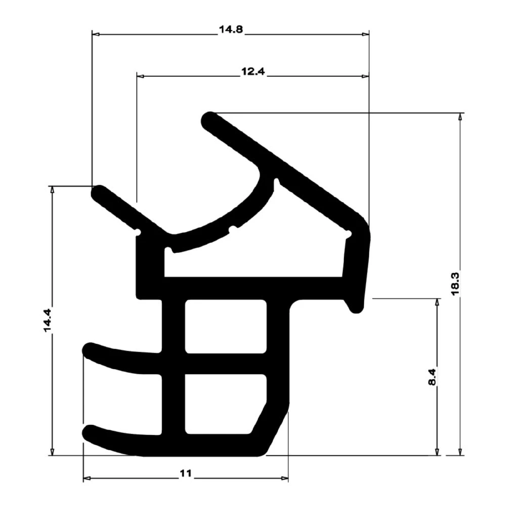 Stahlzargendichtung mit senkrechter Nut | 19 mm Höhe | Farbe: weiß