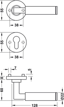 Türdrücker-Garnitur mit Profilzylinder | Modell: Startec PDH3107 | Ausführung: DIN rechts
