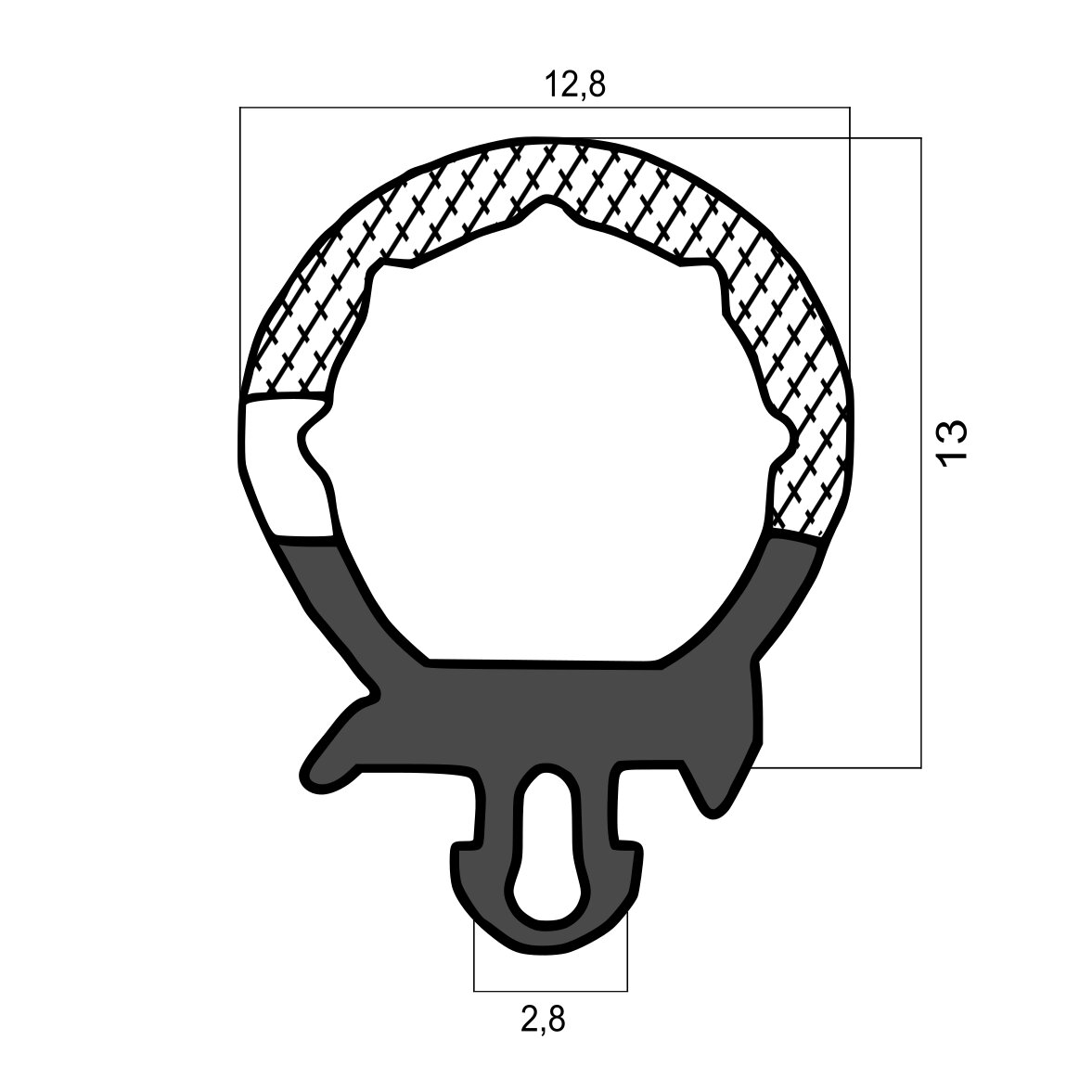 Schwallwasserdichtung für Wohnmobiltüren | Höhe: 13 mm | Farbe: schwarz