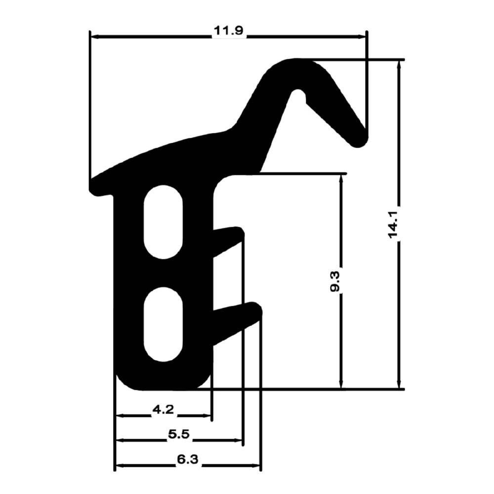 Stahlzargendichtung für RP Technik Stahltüren | 12 mm Breite | Farbe: schwarz