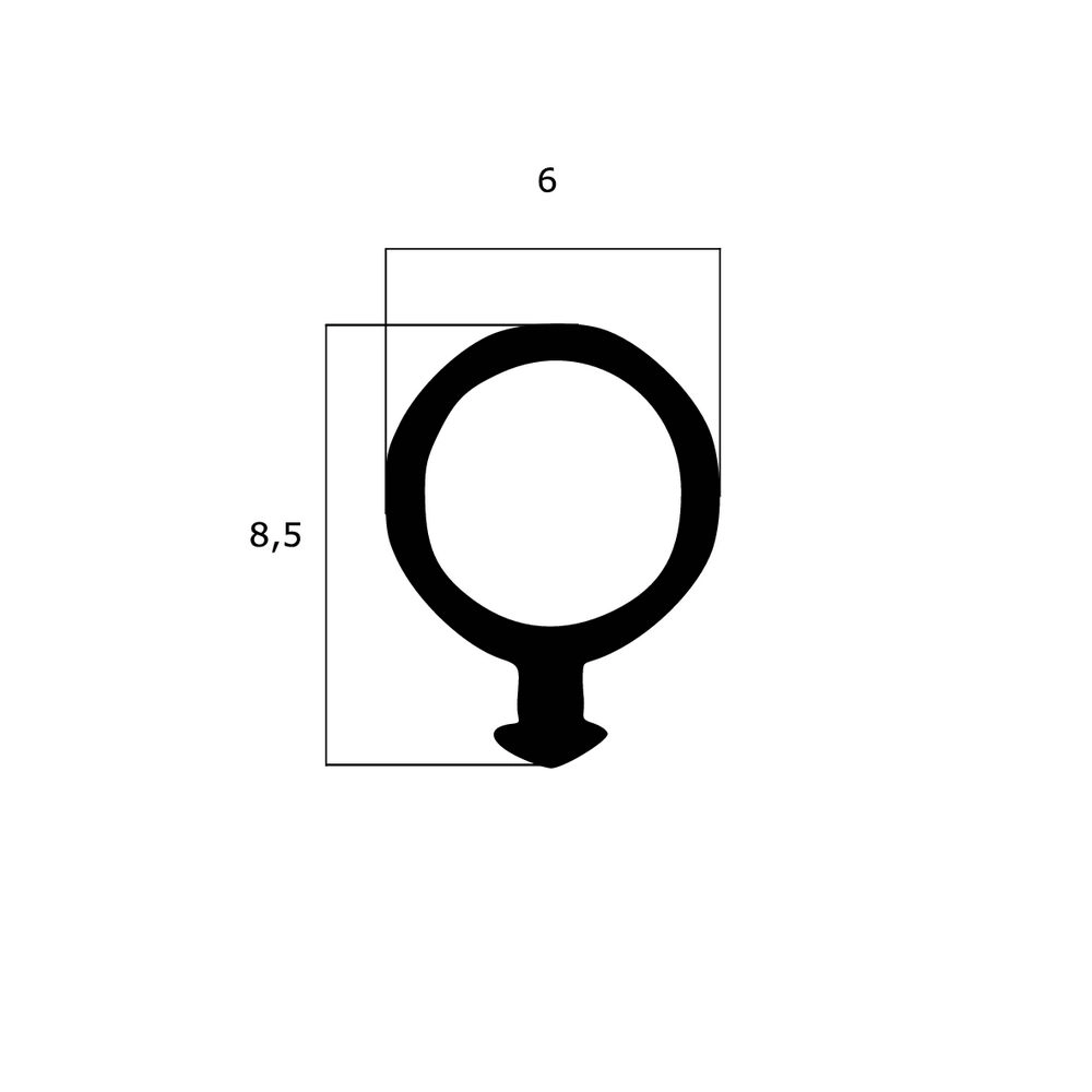 Schlauchdichtungen - Anschlagdichtung mit Schlauch für Fenster | 6 mm Breite | Farbe: schwarz