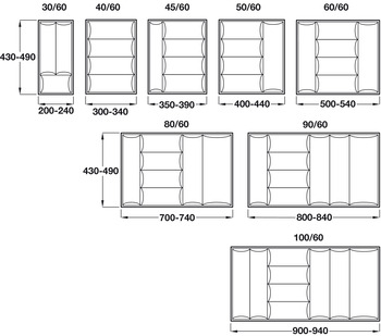 Dichtungsecken - Besteckeinsatz zu Selbstzuschneiden | 500 mm Nennlänge | Farbe: silbergrau
