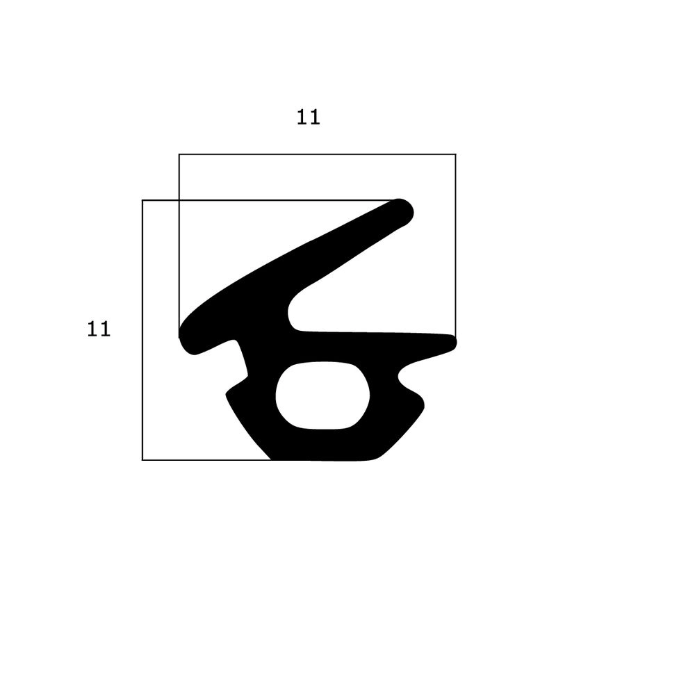 Lippendichtungen - Anschlagdichtung mit Schlauch für Fenster | 11 mm Höhe | Farbe: schwarz