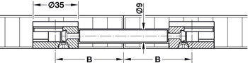 Verbinder & Bodenträger - Doppelbolzen für Häfele Minifix | Bohrmaß: 35 mm | Bolzenbohrung: 9 mm