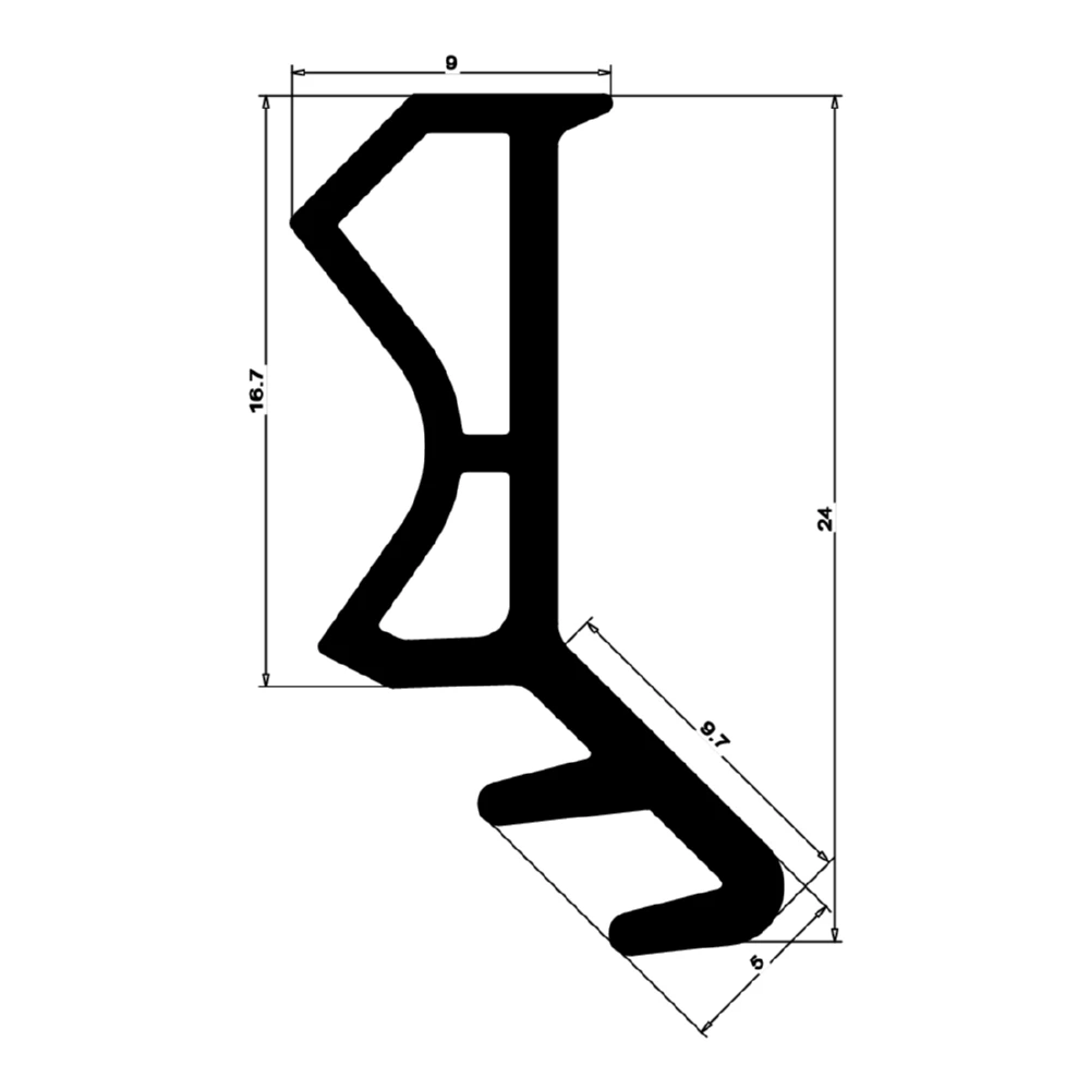 Stahlzargendichtung für diagonale Nuten | 10 mm Höhe | Farbe: grau