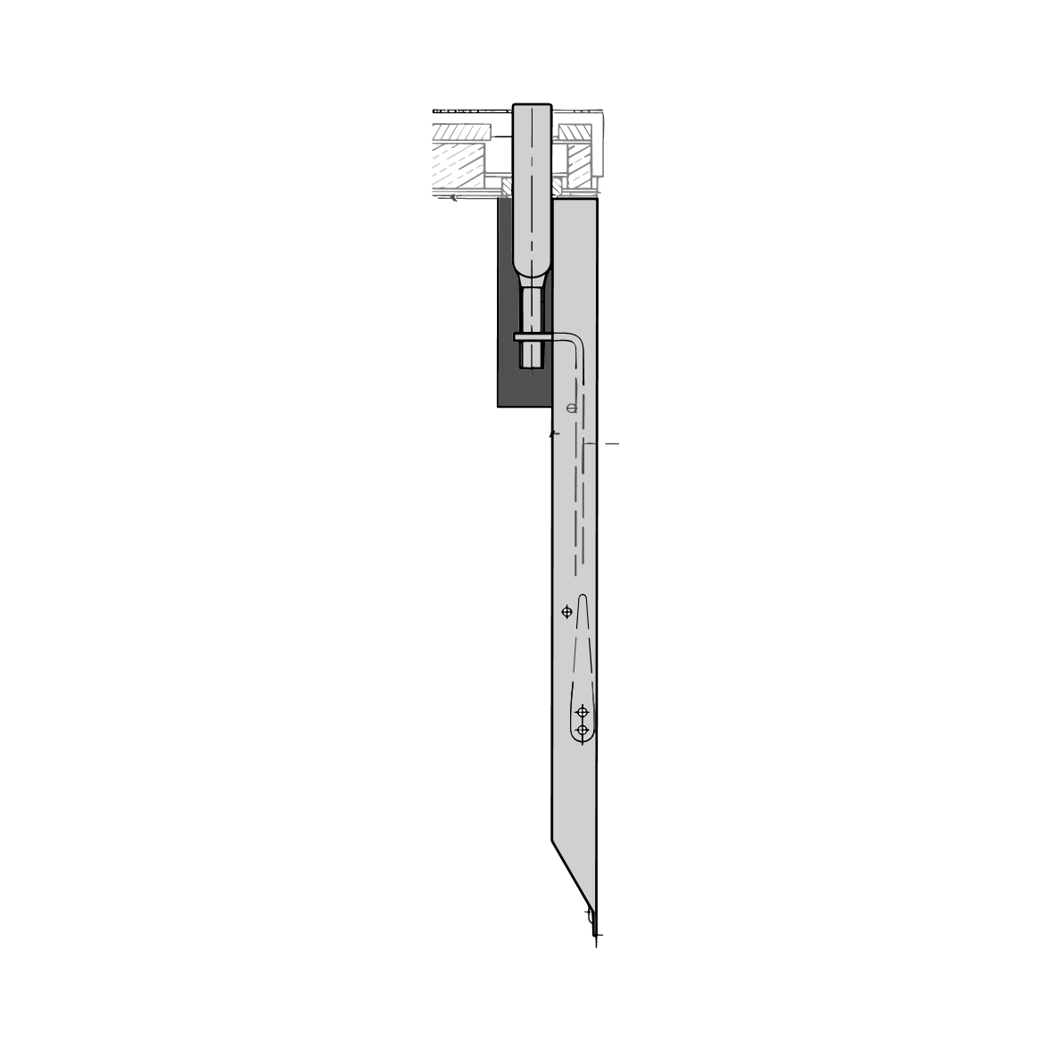 Kantenriegel18 mm oben in alu-werkblank