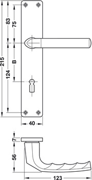 Türdrücker - Türdrücker-Garnitur mit Buntbart | Hoppe Birmingham 1117/202SP | Farbe: silber