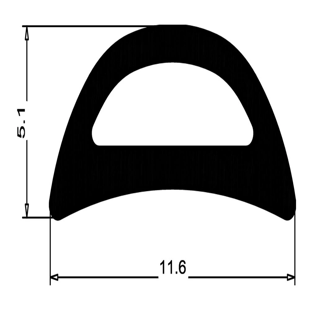 Anschlagdichtung mit Schlauch | 5 mm Höhe | Farbe: schwarz