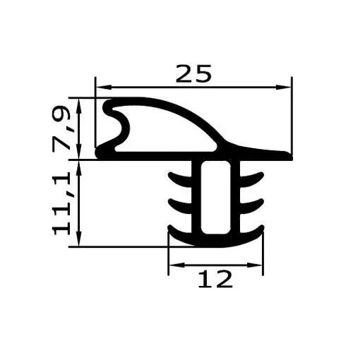 Kühlschrankdichtung Meterware | 19 mm Höhe | Farbe: grau