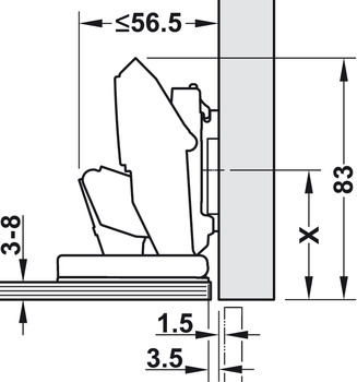 Scharniere - Blum Topfscharnier Clip Top Cristallo | mit Blumotion | Oberfläche: vernickelt