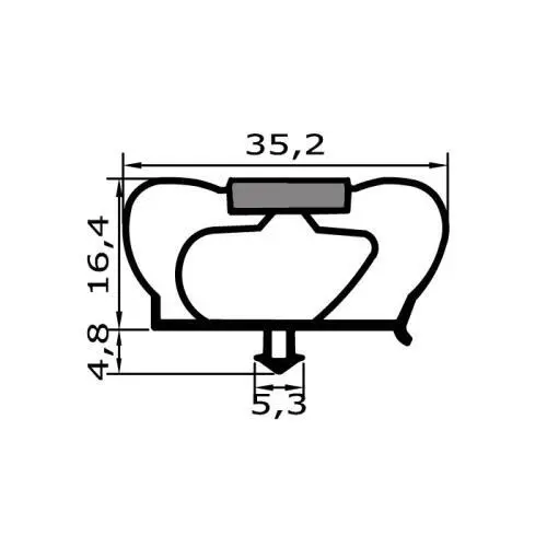Kühlschrankdichtungsrahmen | 21,2 mm Höhe | Farbe: grau