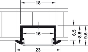 Beleuchtung - Unterbauprofil für Häfele Loox | Modell: Profil 1190 | Länge: 2500 mm