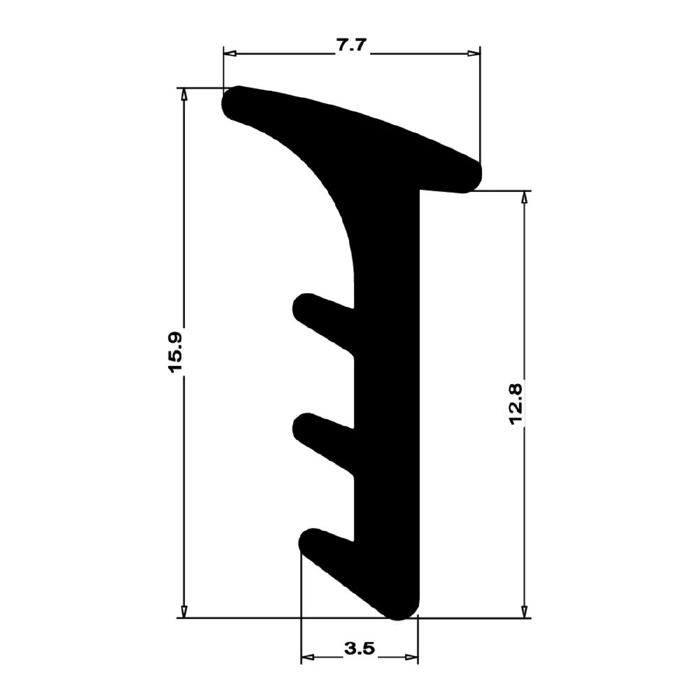 Verglasungsdichtung für Fenster und Türen | 15,3 mm Höhe | Farbe: schwarz