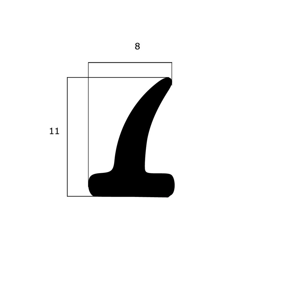 Türrahmen Dichtung - Mitteldichtung für Kunststofffenster | 11 mm Höhe | Farbe: schwarz