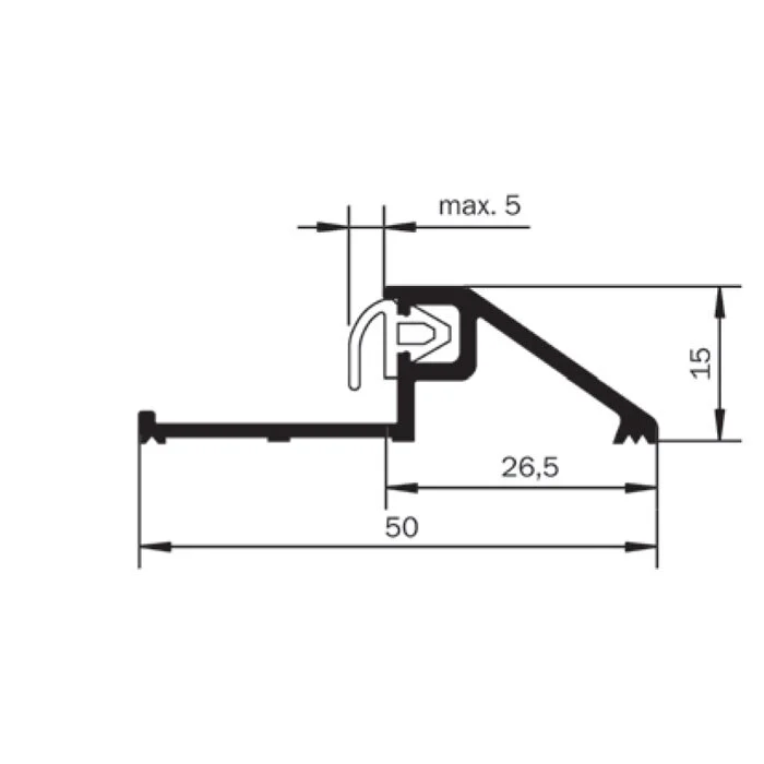 Bodenschwellendichtungen - Bodenschwellen-Winkeldichtung | Breite: 50 mm | Farbe: silber