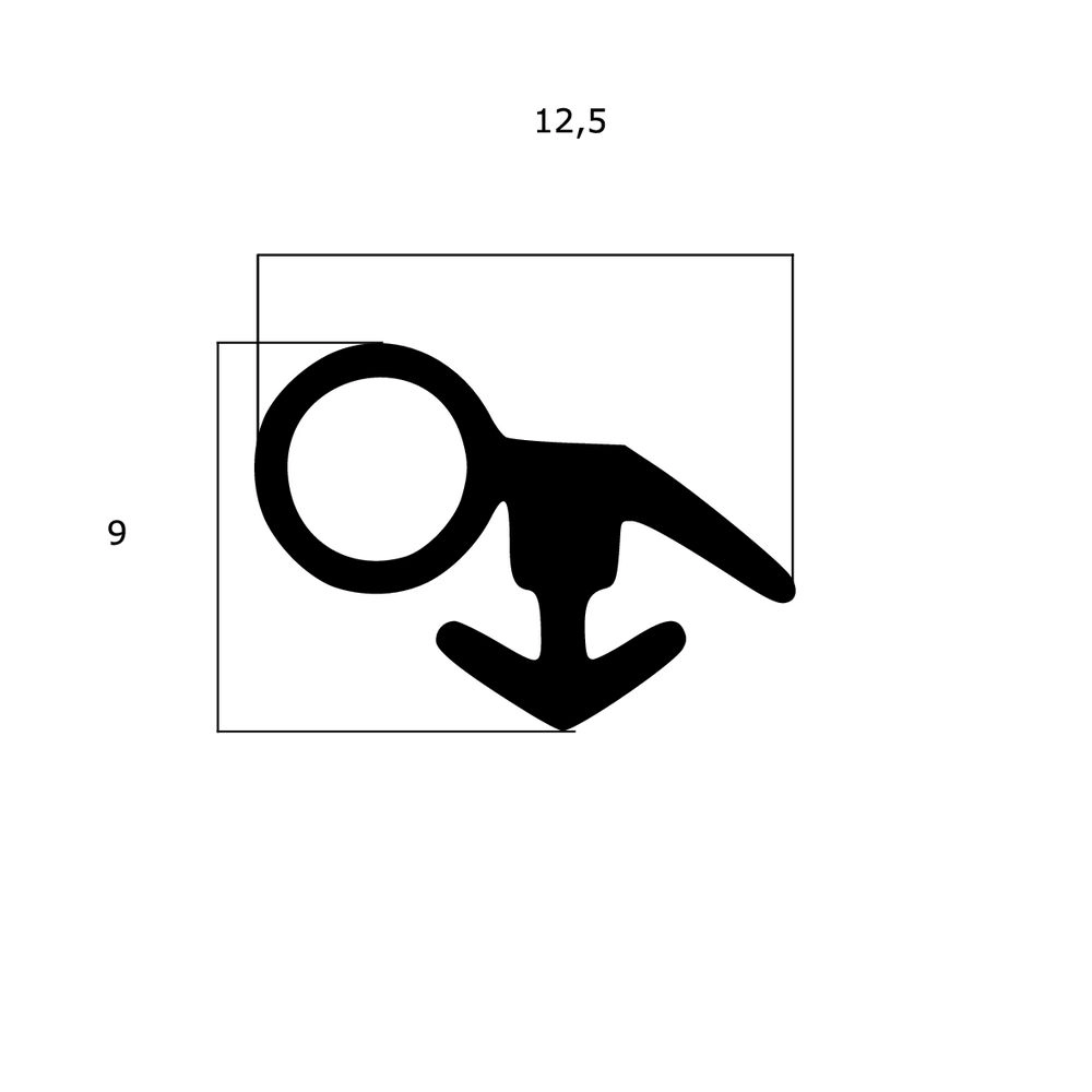 Lippendichtungen - Anschlagdichtung mit Schlauch für Fenster | 12,5 mm Breite | Farbe: schwarz