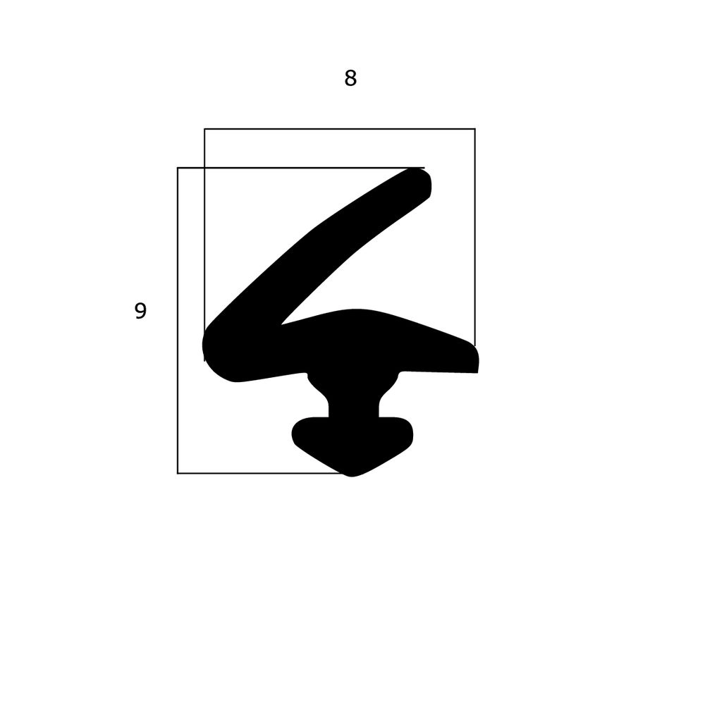 Lippendichtungen - Anschlagdichtung mit Lippe und profiliertem Fuß | 9 mm Höhe | Farbe: schwarz