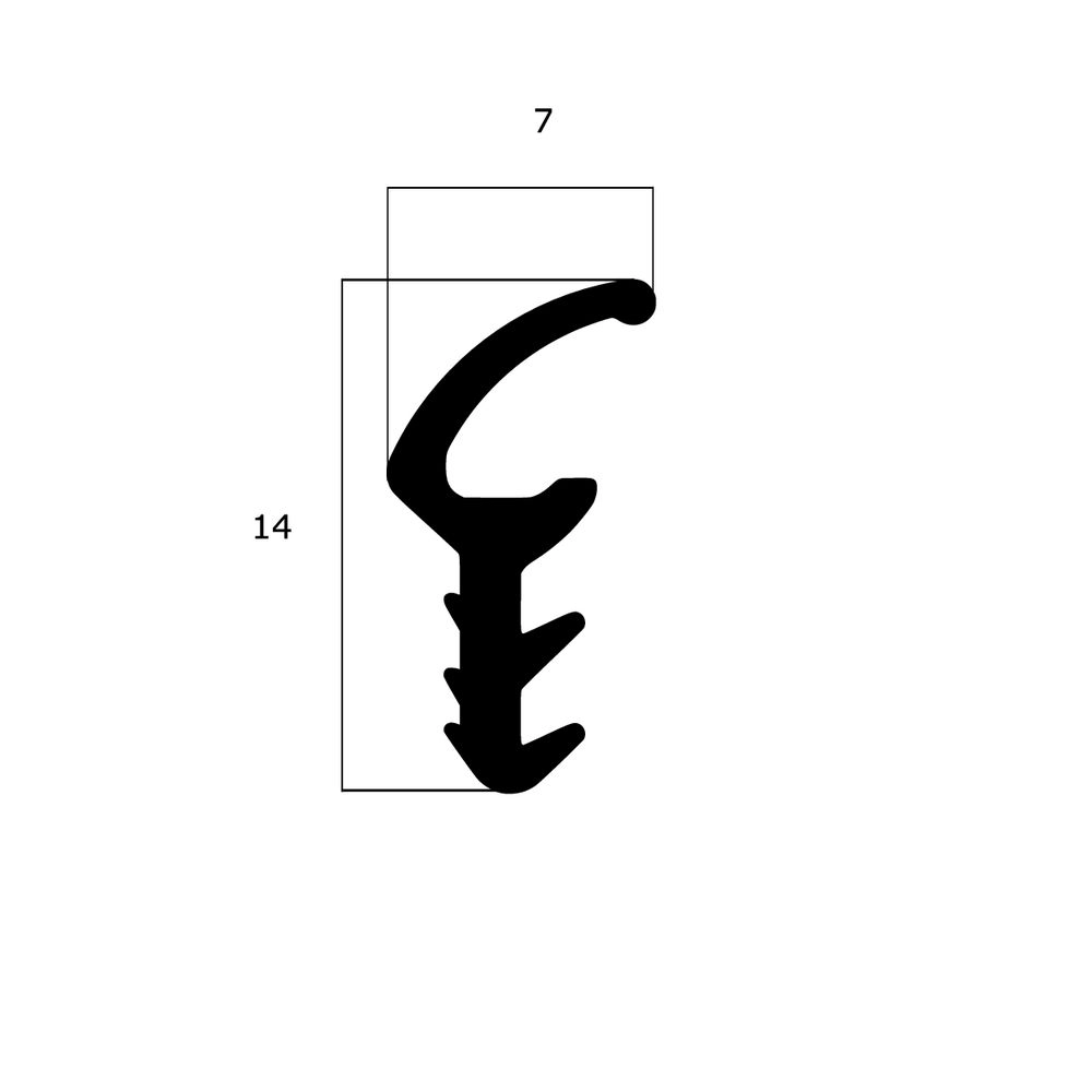 Türrahmen Dichtung - Anschlagdichtung für Holzfenster oder -türen | 14 mm Höhe | Farbe: schwarz