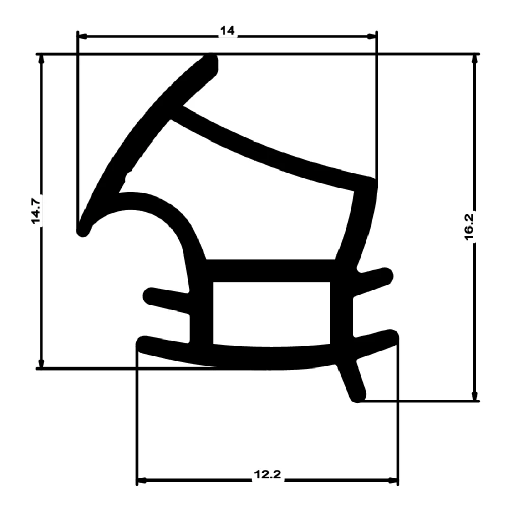 Türrahmen Dichtung - Stahlzargendichtung für Novoferm C 190 Stahltüren | 16 mm Höhe | Farbe: beige