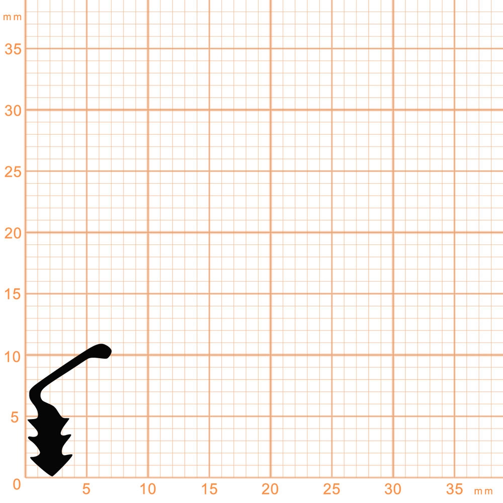 Lippendichtungen - Anschlagdichtung mit Lippe und profiliertem Fuß | 11 mm Höhe | Farbe: schwarz
