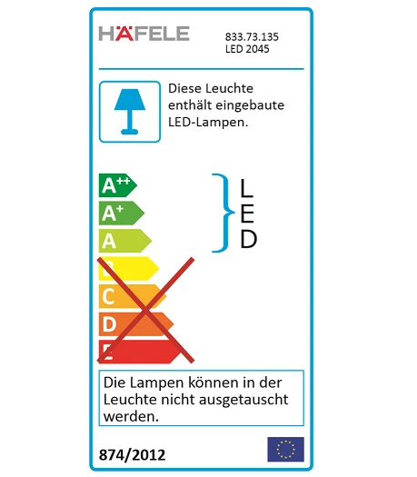 Merkblatt der Energieeffizienz der Häfele LED-Lampe