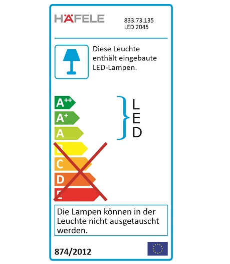 Energieeffizienz Merkblatt der Energieeffizienz der Häfele LED-Lampe