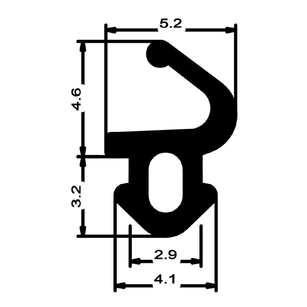 Anschlagdichtung mit Lippe und profiliertem Fuß | 7 mm Höhe | Farbe: schwarz