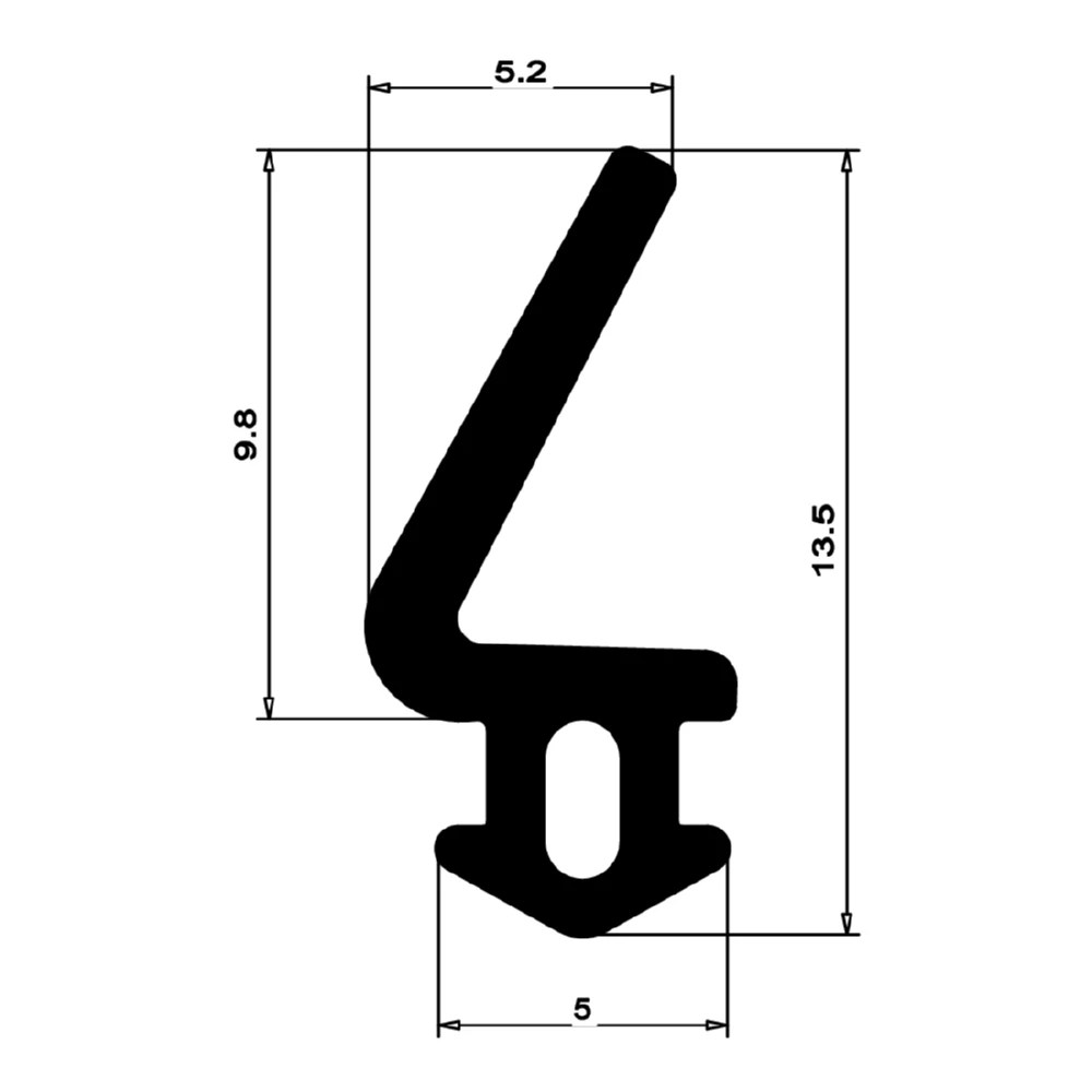Lippendichtungen - Anschlagdichtung mit Lippe und profiliertem Fuß | 6 mm Breite | Farbe: schwarz