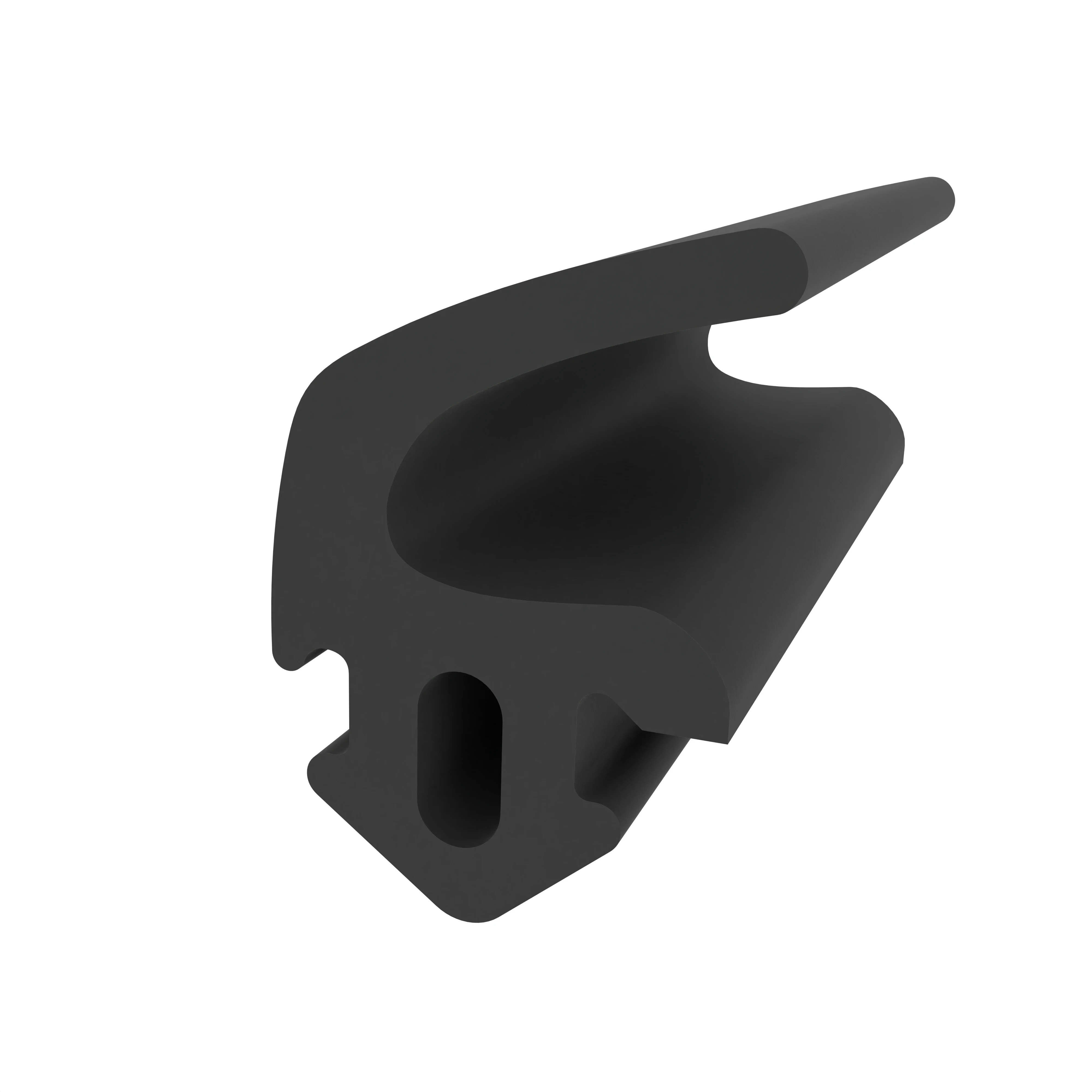 Anschlagdichtung mit Lippe und profiliertem Fuß | 9 mm Höhe | Farbe: schwarz  Anschlagdichtung mit Lippe und profiliertem Fuß | 9 mm Höhe | Farbe: schwarz