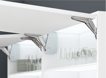 Beschläge - Hochklappbeschlag von Häfele | Modell: Free flap 3.15 - F | Farbe: weiß