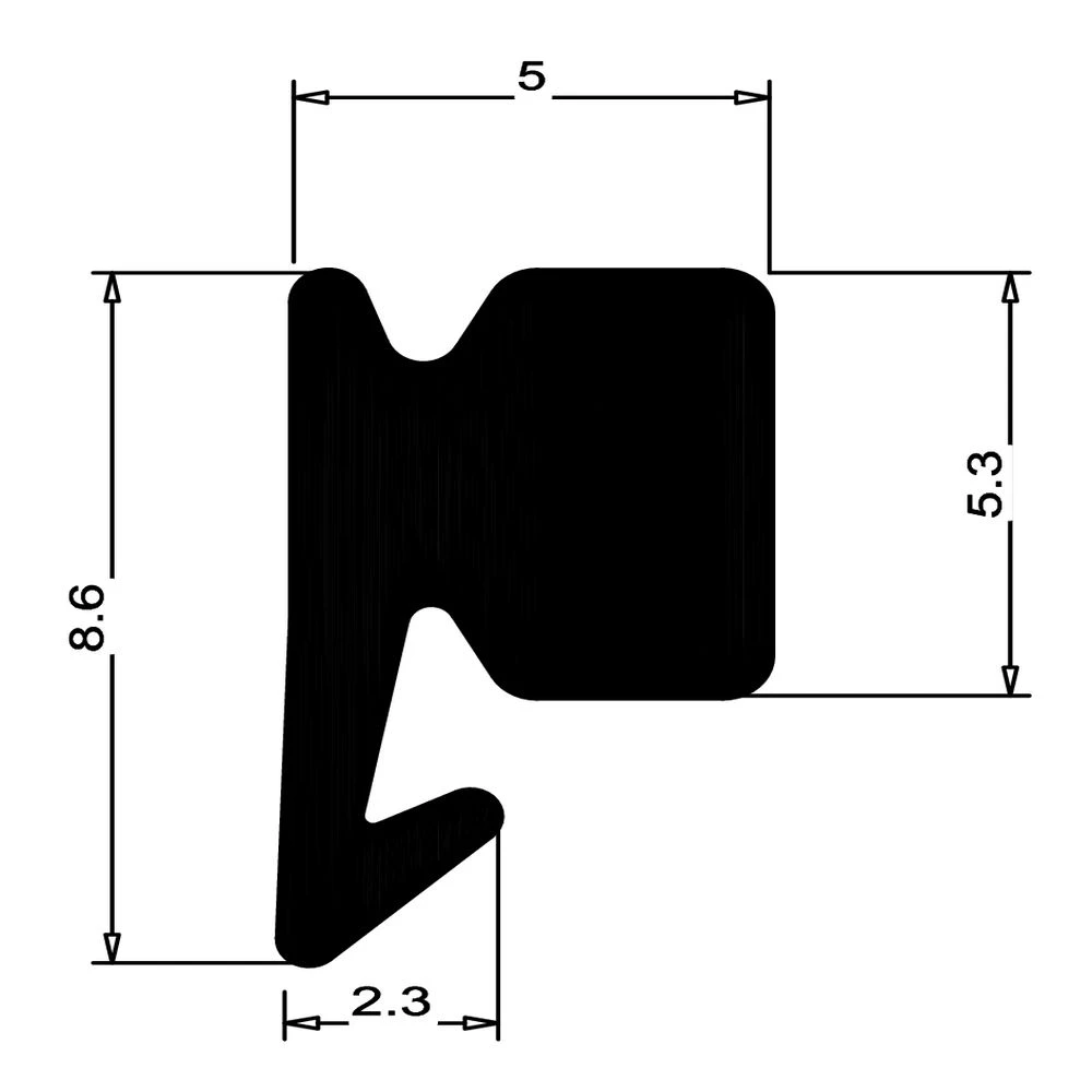 Schiffsdielen- und Füllerprofile - Fugenabdeckprofil für Boots- und Schiffsdielen | Höhe: 9 mm | Farbe: schwarz