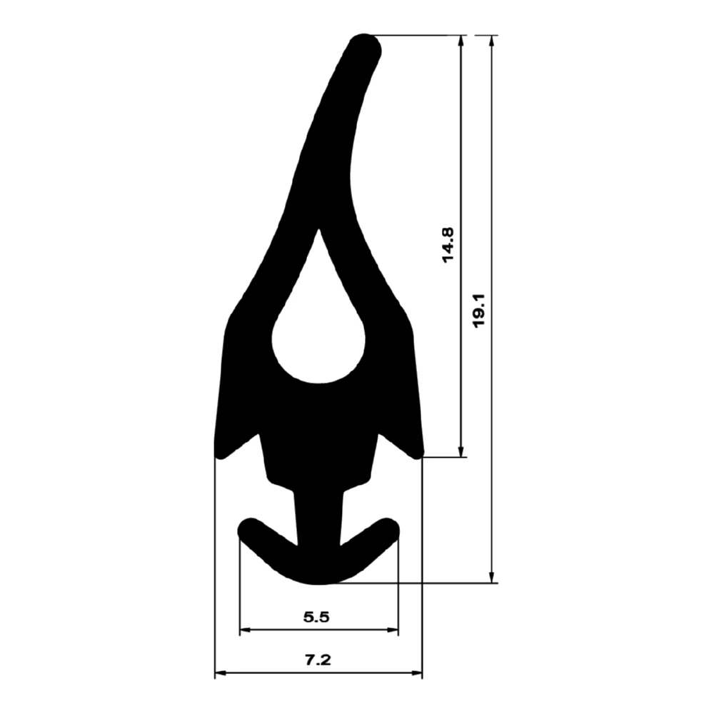 Mitteldichtung für Metall- und Alufenster | 18 mm Höhe | Farbe: schwarz