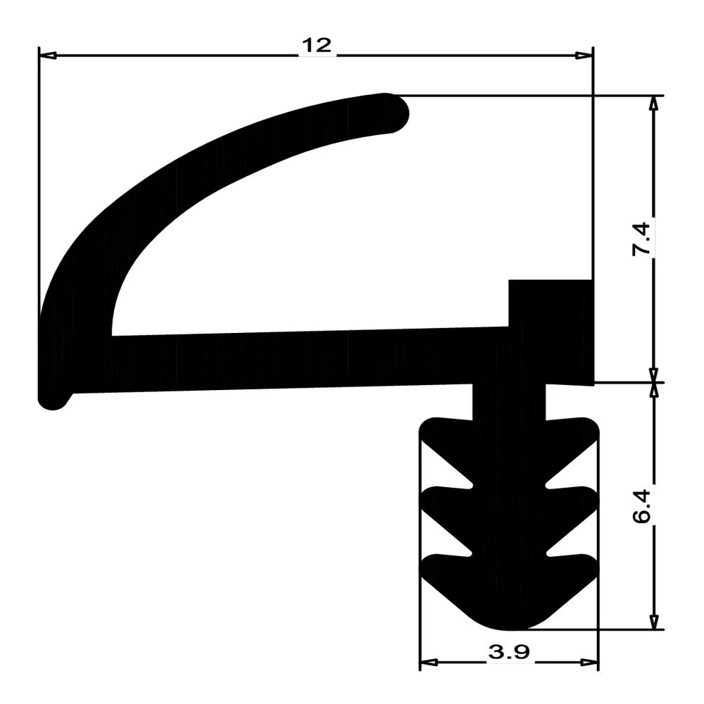 Zimmertürdichtung für Haustüren | 12 mm Breite | Farbe: grau