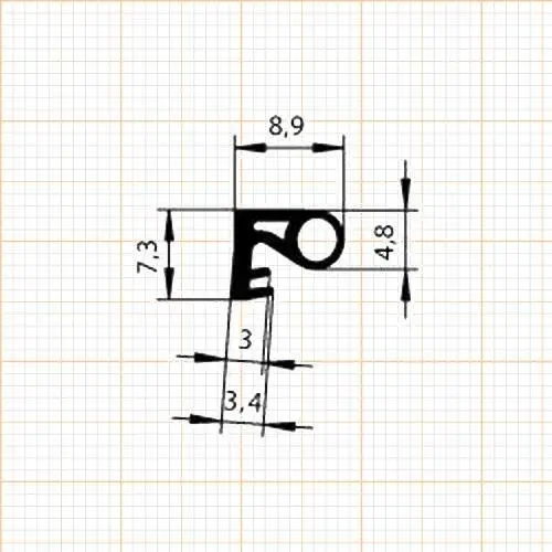 Überschlagdichtungen - Überschlagdichtung für Holzfenster | Höhe: 7,3 mm | Farbe: schwarz