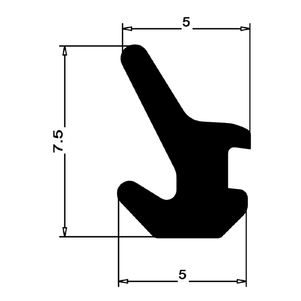 Verglasungsdichtung für Fenster | 5 mm Breite | Farbe: schwarz