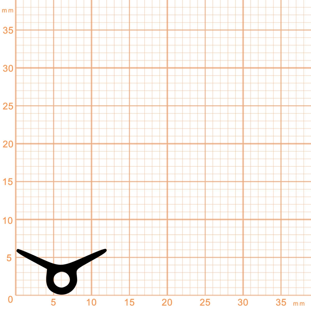 Lippendichtungen - Anschlagdichtung mit Lippe und profiliertem Fuß | 12 mm Breite | Farbe: schwarz