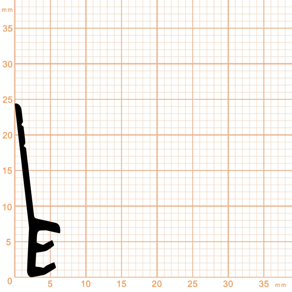 Flügelfalzdichtungen - Stulpdichtung für Fenster und Türen | 24,1 mm Höhe | Farbe: schwarz