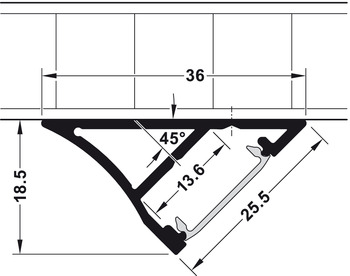 Unterbauprofil für Häfele Loox | Modell: Profil 2193 | Länge: 2500 mm