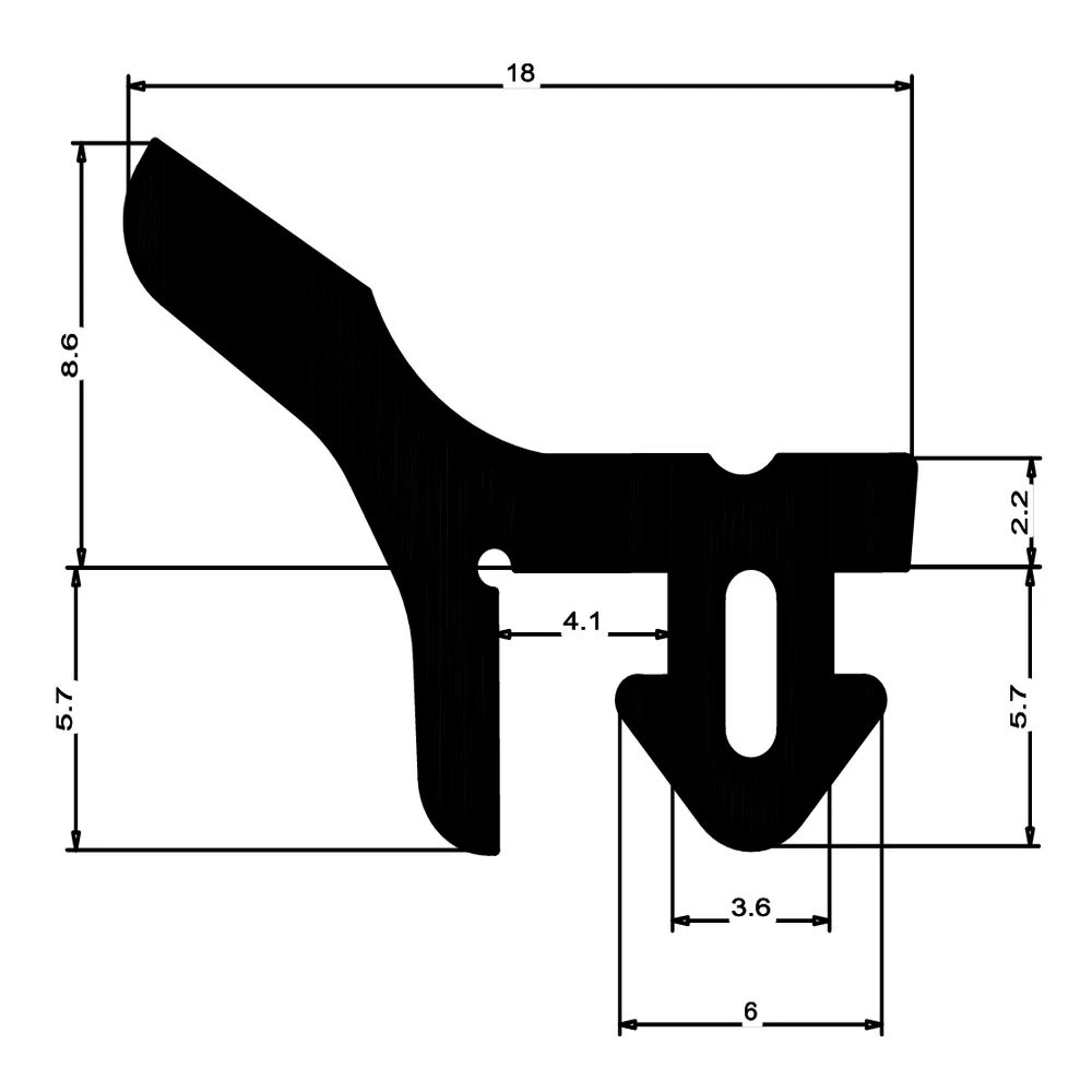 Anschlagdichtung für seitlichen Anschlag | 15 mm Höhe | Farbe: schwarz